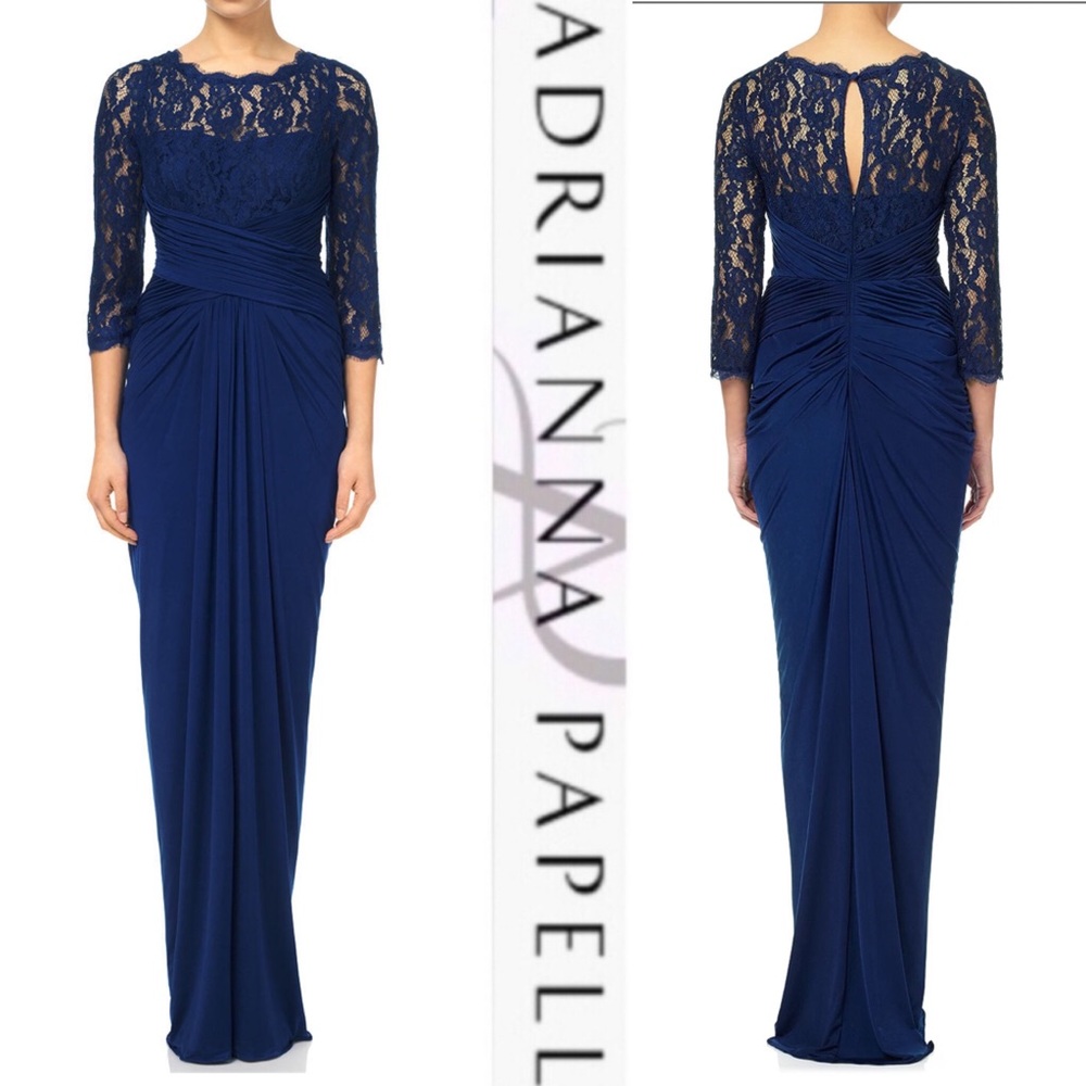 Adrianna Papell long sleeve lace venechia dress - Picture 1 of 4